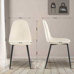 4er Set Esszimmerstühle Napier Samt - creme