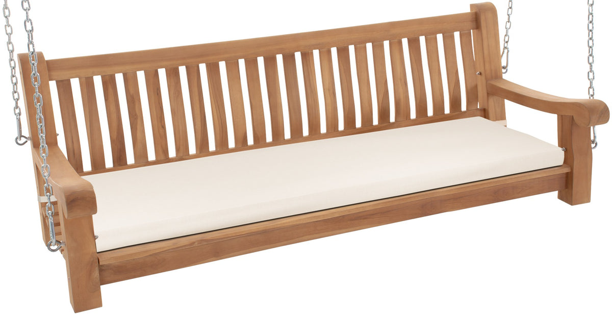 Schaukelbank Joyce mit Sitzkissen 180 cm + teak - creme