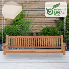 Schaukelbank Joyce mit Sitzkissen 200 cm + teak - creme