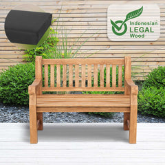 Teakbank Jackson mit Sitzkissen 120 cm + teak - dunkelgrau