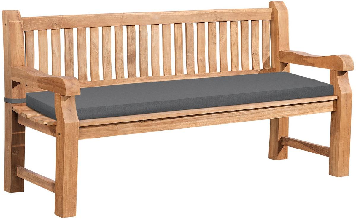 Teakbank Jackson mit Sitzkissen 180 cm + teak - dunkelgrau
