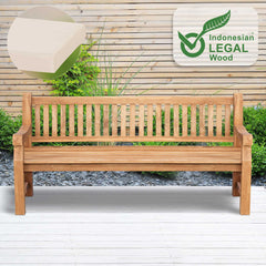 Teakbank Jackson mit Sitzkissen 200 cm + teak - creme