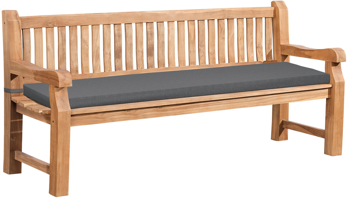 Teakbank Jackson mit Sitzkissen 200 cm + teak - dunkelgrau