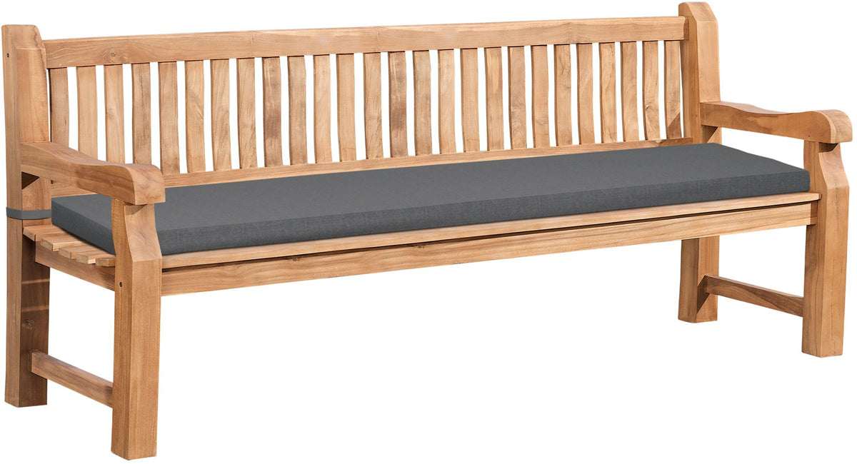 Teakbank Jackson mit Sitzkissen 220 cm + teak - dunkelgrau
