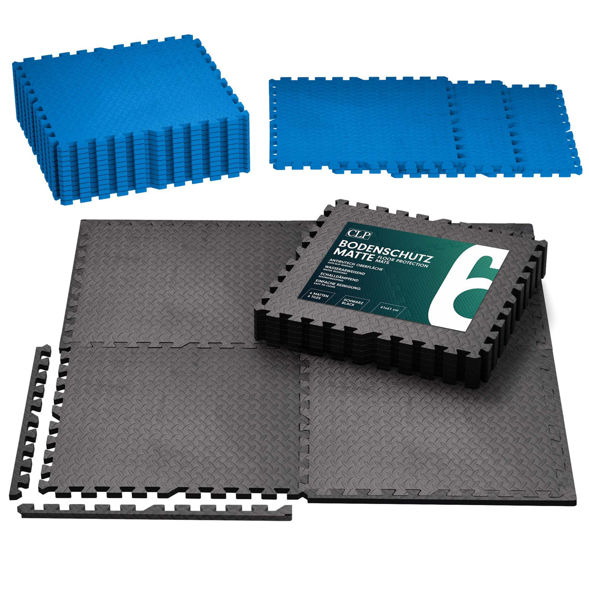6er Bodenschutzmatte 61x61 - schwarz