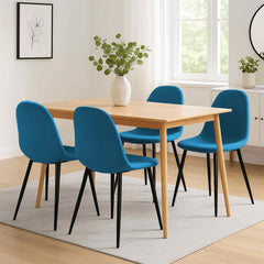 4er Set Esszimmerstühle Napier Stoff - blau