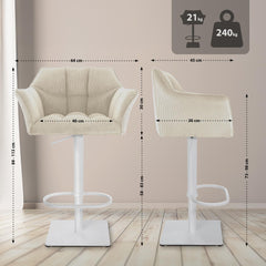 Barhocker Damaso W Cord - creme