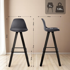 2er Set Barhocker Corbin Stoff Square - dunkelgrau