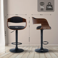 Barhocker Kingston B Stoff - walnuss/schwarz