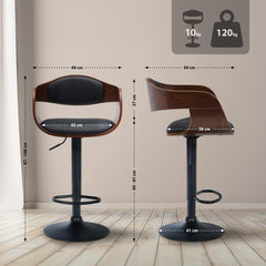 2er Set Barhocker Kingston B Kunstleder - walnuss/schwarz