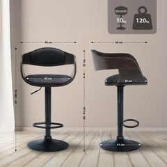2er Set Barhocker Kingston B Kunstleder - schwarz/grau