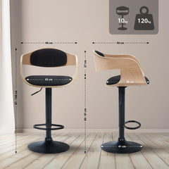 2er Set Barhocker Kingston B Stoff - natura/schwarz