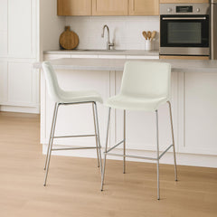 Barhocker Hoover Samt 4-Fu� Chrom - creme