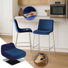 Barhocker Hoover Samt 4-Fu� Chrom - blau