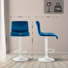 Barhocker Hoover Samt W - blau