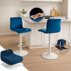 Barhocker Hoover Samt W - blau