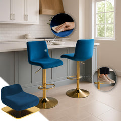 Barhocker Hoover Samt G - blau