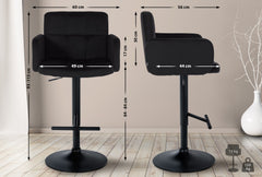 2er Set Barhocker Los Angeles Samt schwarz - schwarz