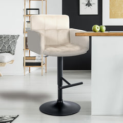 2er Set Barhocker Los Angeles Samt schwarz - creme