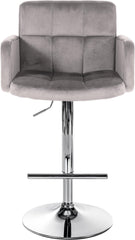 2er Set Barhocker Los Angeles Samt chrom - grau