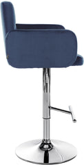2er Set Barhocker Los Angeles Samt chrom - blau