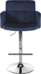 2er Set Barhocker Los Angeles Samt chrom - blau