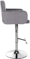 2er Set Barhocker Los Angeles Samt chrom - dunkelgrau