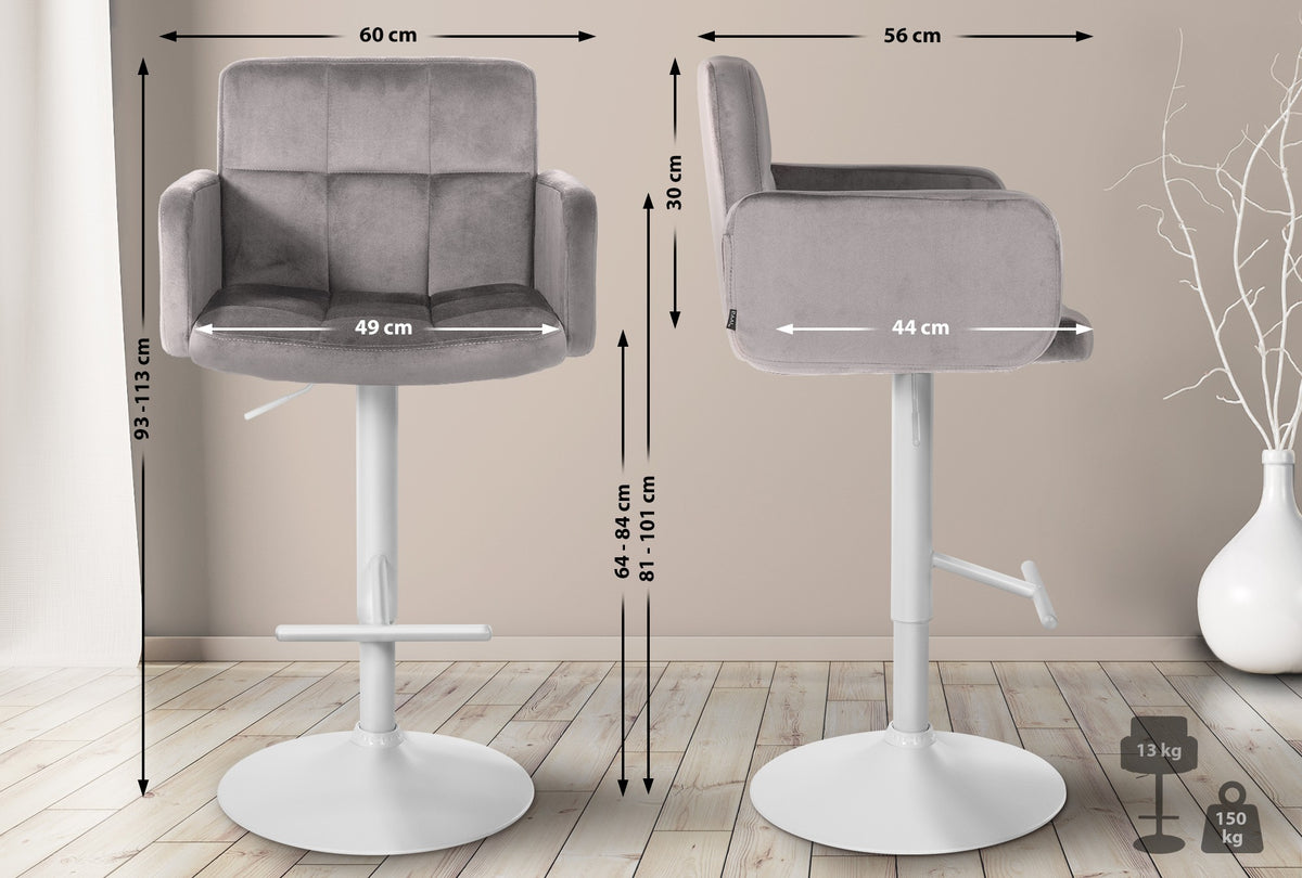 2er Set Barhocker Los Angeles Samt wei� - grau