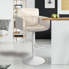 2er Set Barhocker Los Angeles Samt wei� - creme