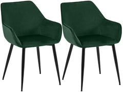 2er Set Esszimmerstuhl Vessa Samt - grün