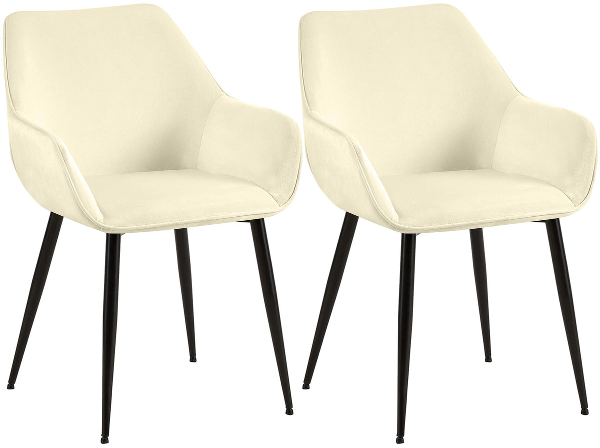 2er Set Esszimmerstuhl Vessa Samt - creme