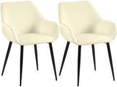2er Set Esszimmerstuhl Vessa Samt - creme