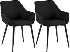 2er Set Esszimmerstuhl Vessa Stoff - schwarz