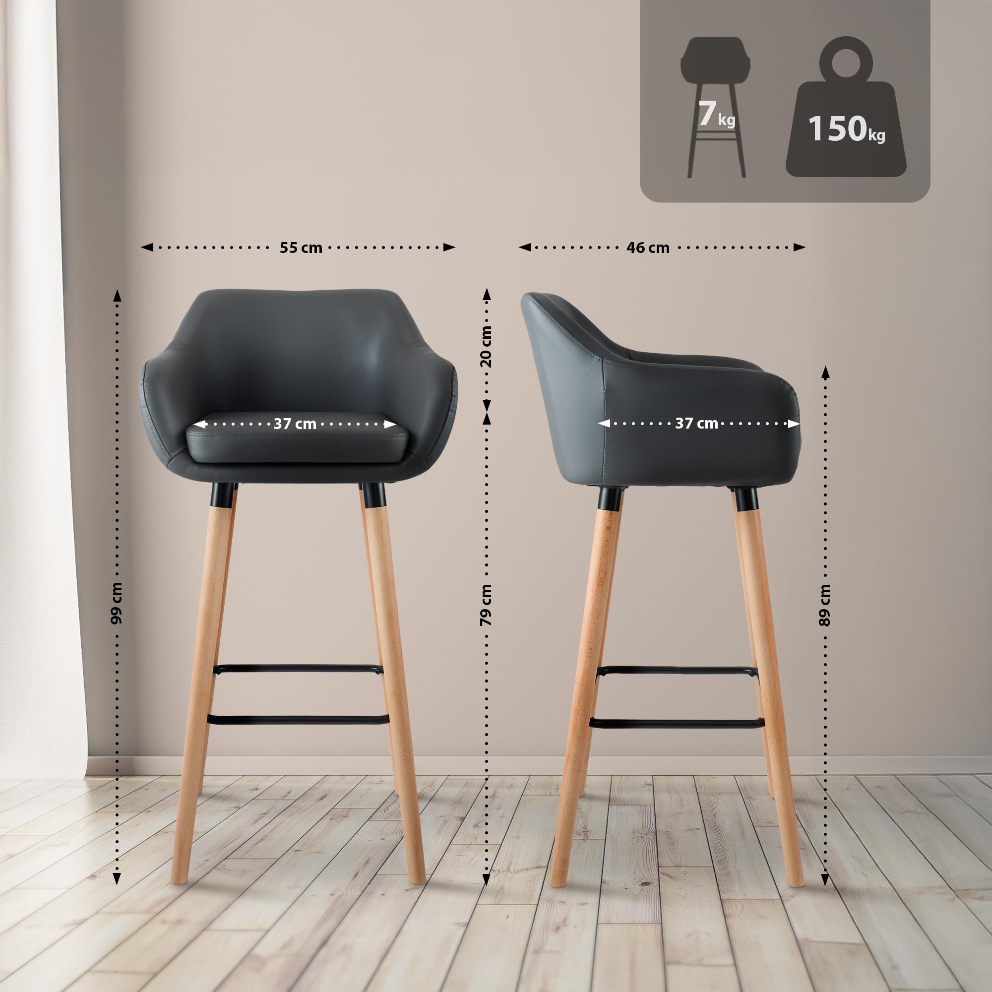 Barhocker Grant Kunstleder - grau - InfinityMarket