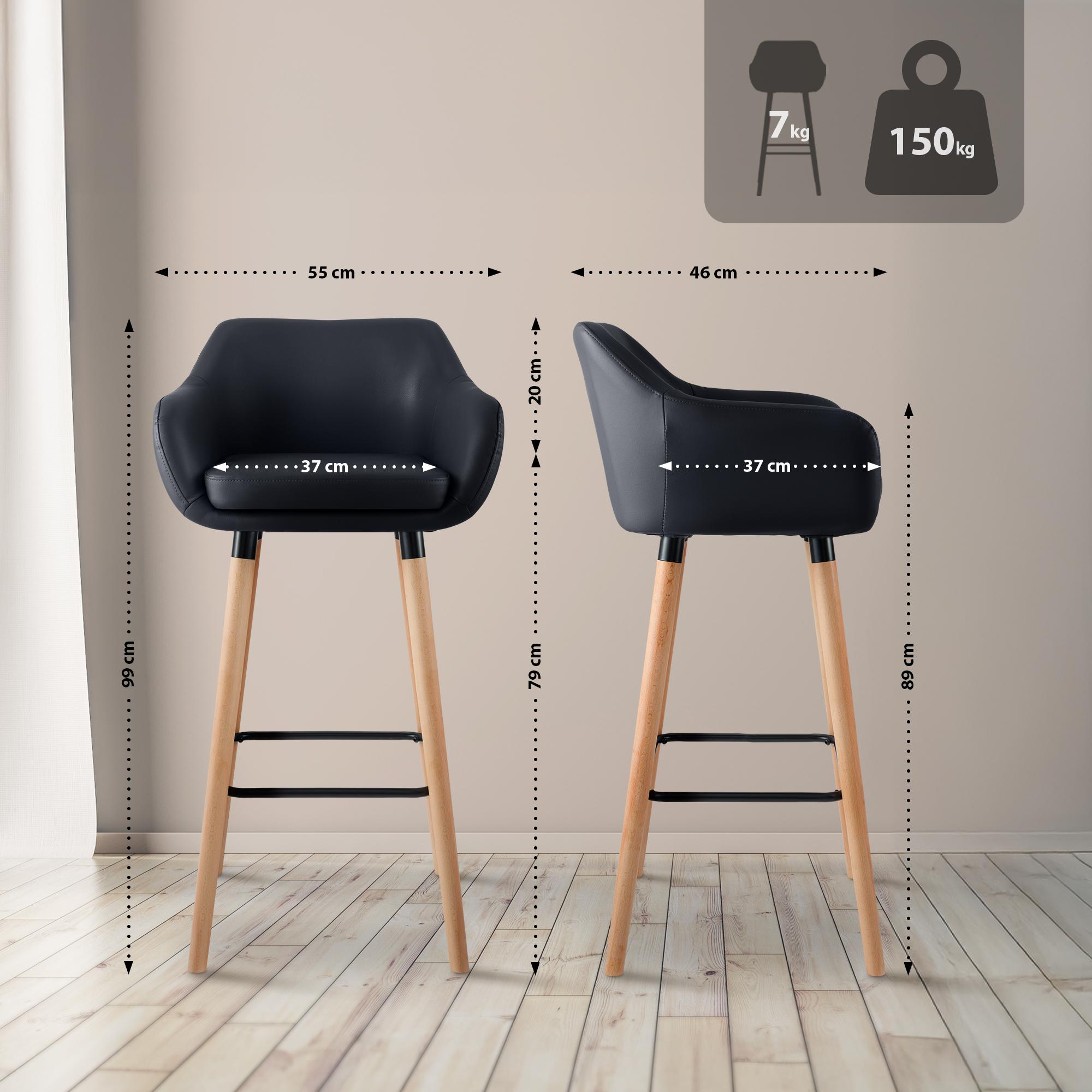 Barhocker Grant Kunstleder - schwarz - InfinityMarket