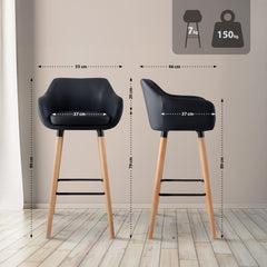 Barhocker Grant Kunstleder - schwarz - InfinityMarket