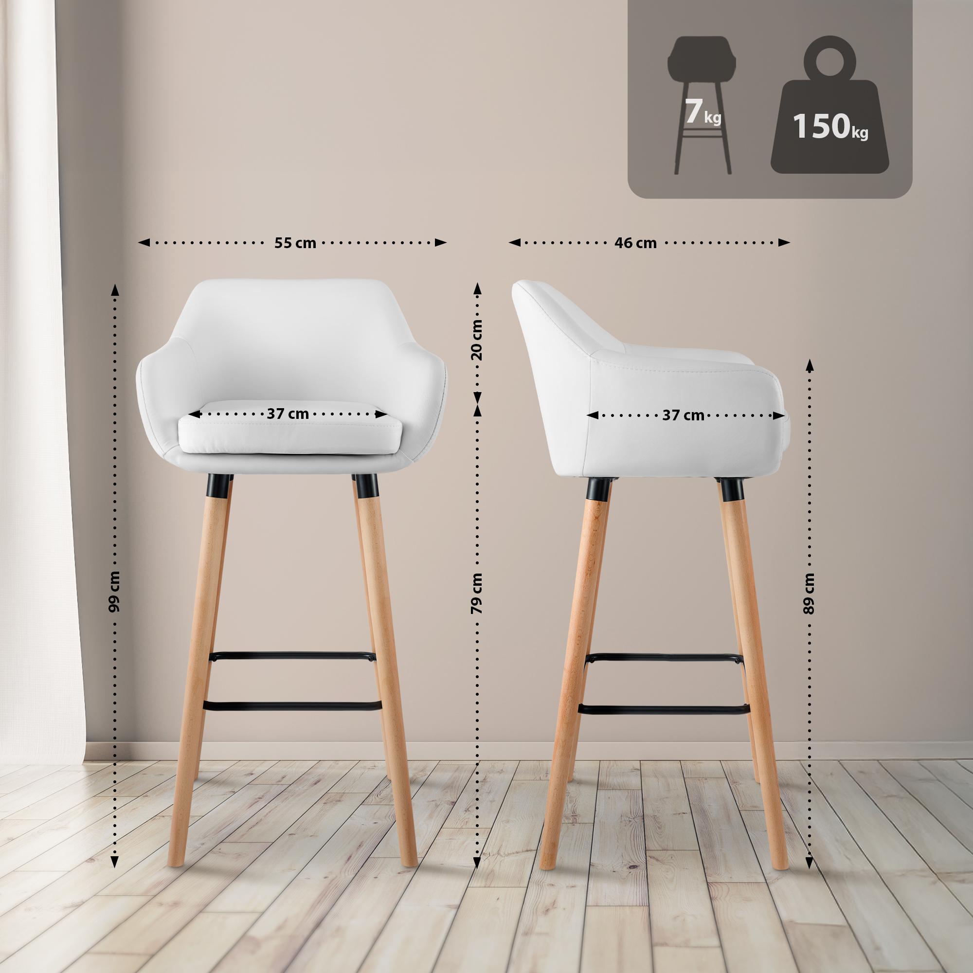 Barhocker Grant Kunstleder - weiß - InfinityMarket
