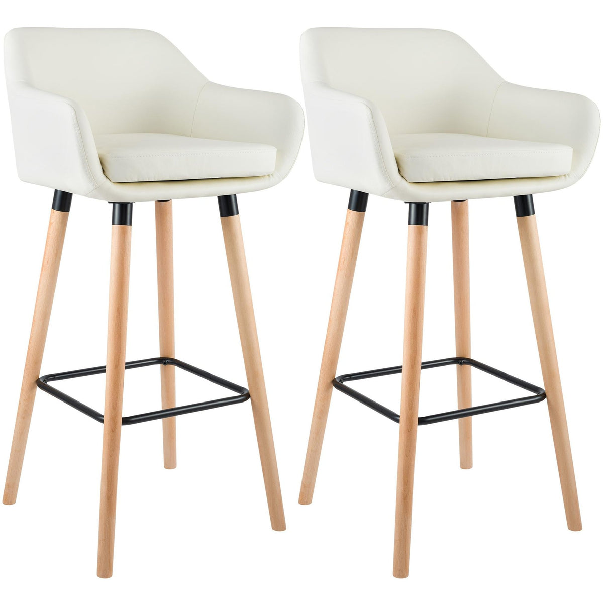 2er Set Barhocker Grant Kunstleder - creme