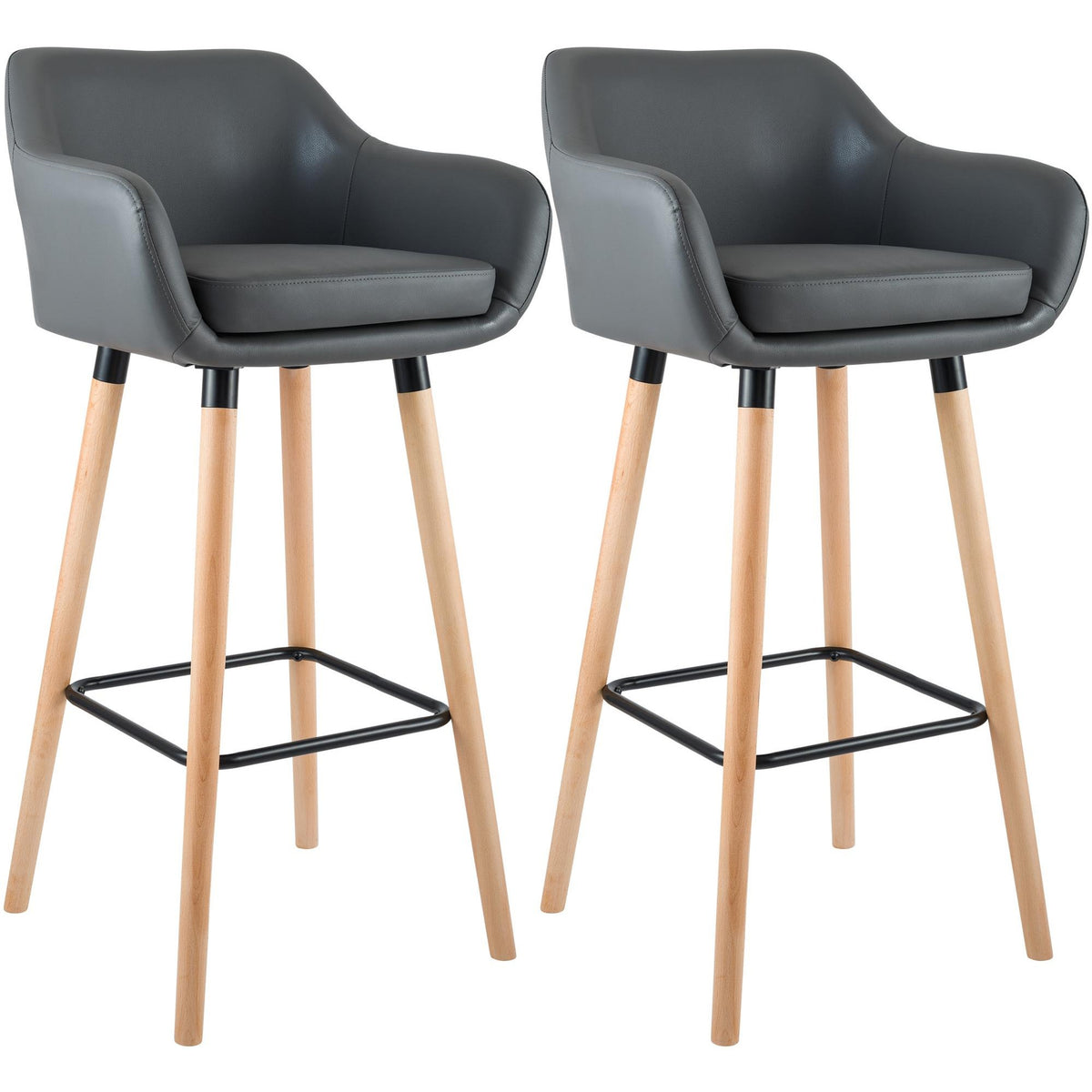 2er Set Barhocker Grant Kunstleder - grau