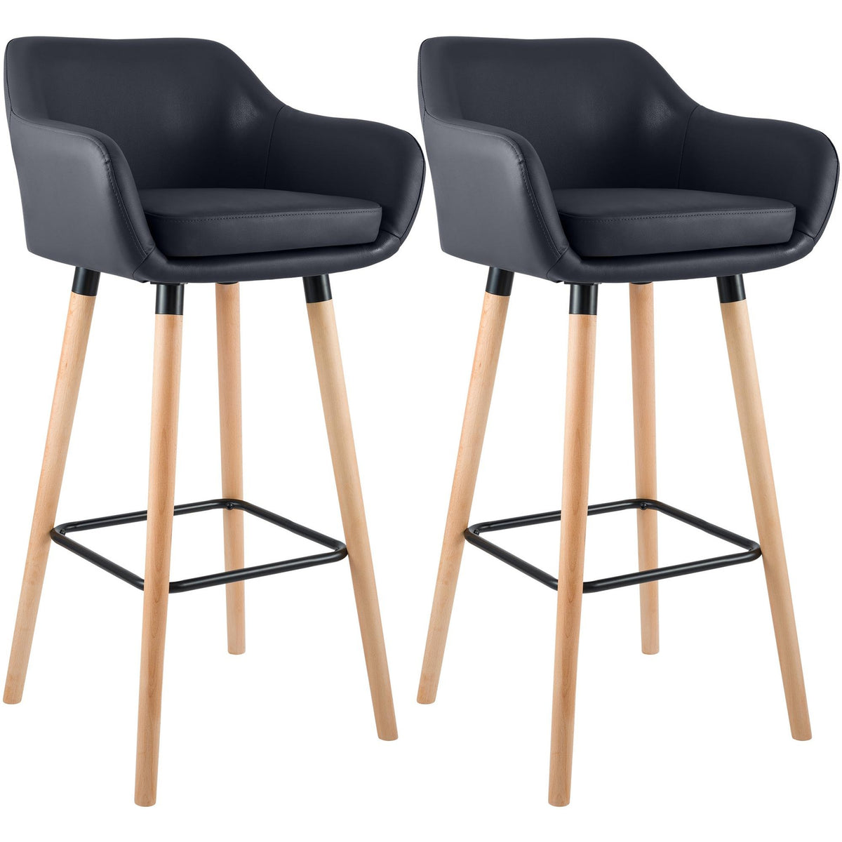 2er Set Barhocker Grant Kunstleder - schwarz