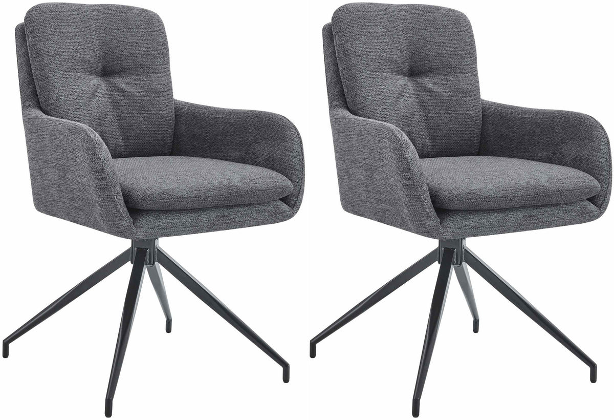 2er Set Esszimmerstuhl Pickett Stoff - dunkelgrau by Dropshipping-Europe – Barhocker