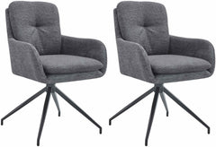 2er Set Esszimmerstuhl Pickett Stoff - dunkelgrau by Dropshipping-Europe – Barhocker