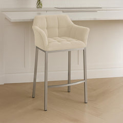 Barhocker Damaso E Cord mit 4-Fu� Gestell - creme