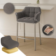 Barhocker Damaso E Cord mit 4-Fu� Gestell - taupe