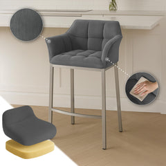 Barhocker Damaso E Cord mit 4-Fu� Gestell - grau