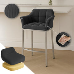 Barhocker Damaso E Cord mit 4-Fu� Gestell - dunkelgrau