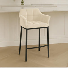 Barhocker Damaso B Cord mit 4-Fu� Gestell - creme