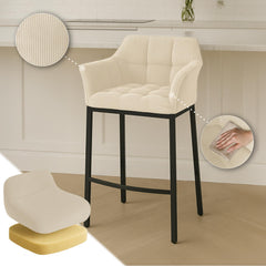 Barhocker Damaso B Cord mit 4-Fu� Gestell - creme