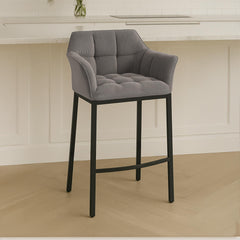 Barhocker Damaso B Cord mit 4-Fu� Gestell - taupe