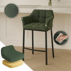 Barhocker Damaso B Cord mit 4-Fu� Gestell - gr�n